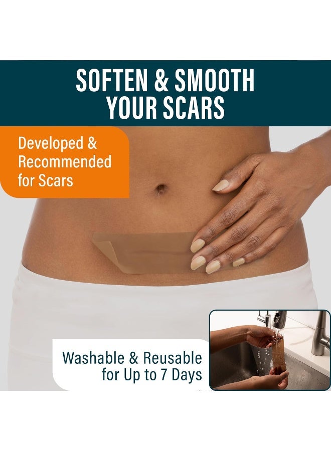 Nuvadermis Silicone Scar Sheets - Dermatologically Tested In Usa - As Surgical Cream, Gel, Tape, Strips, Patches - Keloid, C-Section, Tummy Tuck - Surgery Scars Removal Treatment - 4 Pack 5.7"X1.57" - Image 3